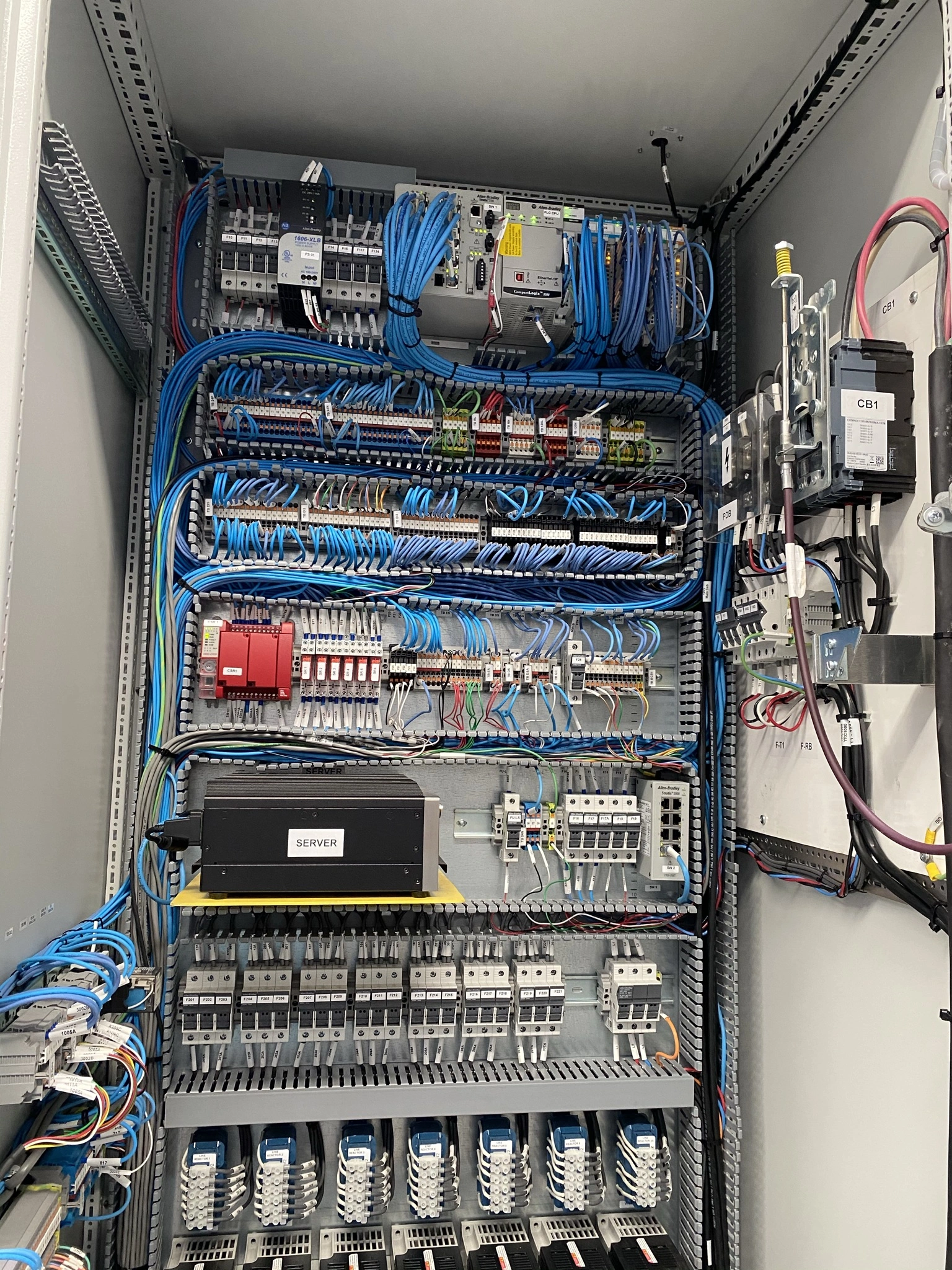 Project-specific control cabinet with organized field wiring