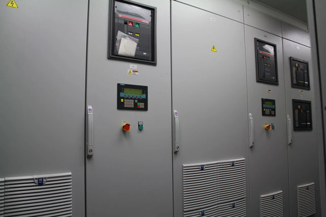 Completed lineup of industrial variable-frequency drive cabinets