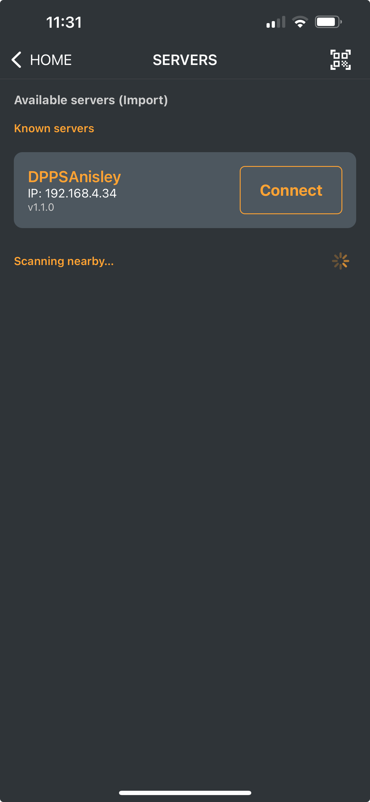 Connect to server and see recipes